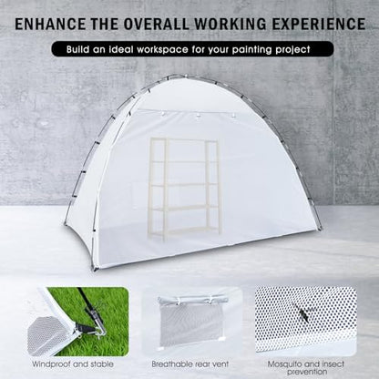 Siebwin 10x6x6.5ft Spray Paint Tent, Mesh Screen & Windproof Hooks, White - color: White, size: 10 ft x 6 ft x 6.5 ft