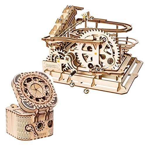 ROKR 3D Wooden Puzzles Mechanical Models - DIY Wooden Marble Run Kit &Treasure Box Gifts for Adults &Teens 14+