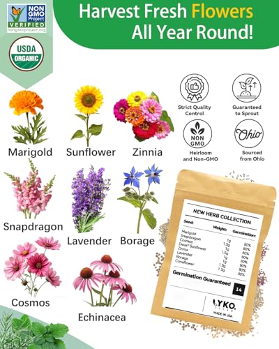 Vibrant Flower Seed Pod Kit Compatible with Gardencube, idoo,Ahopegarden Hydroponics Growing System with Marigold,Snapdragon,Cosmos,Sunflower,Zinnia,Lavender,Borage,Coneflower(16-Pod) - color: Vibrant Flower, size: 16-pods