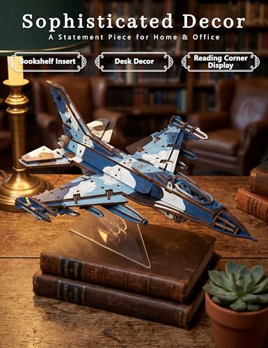 BOOZUU Paintable 3D Wooden Fighter Jet Puzzle for Adults