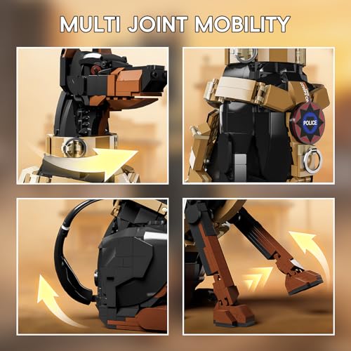 Doberman Pinscher Building Set 1376 Pieces Realistic Police Dog K9 Model Kit with Tactical Harness Large Sitting Animal Pet Construction Toy Guardian Statue Gift for Dog Lovers & Adults - color: Doberman Pinscher