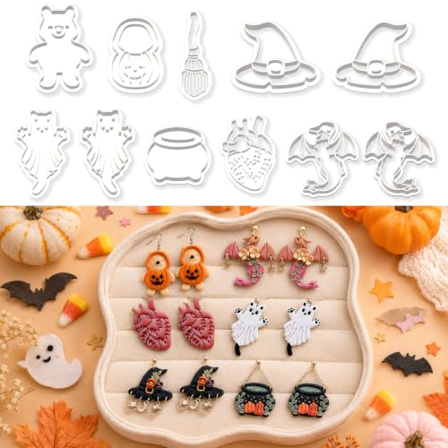 11PCS Halloween Polymer Clay Cutters Set - color: Halloween molds-10pcs
