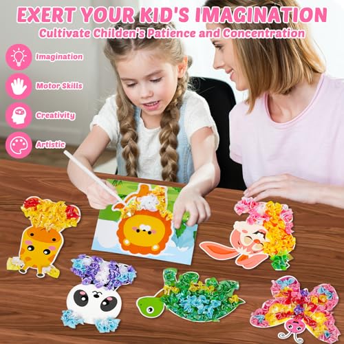 Lonfliness 8 Pcs Animal Poke in Craft Kits for Kids Mess Free DIY Art - style: Animals