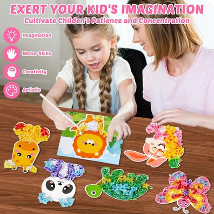 Lonfliness 8 Pcs Animal Poke in Craft Kits for Kids Mess Free DIY Art - style: Animals