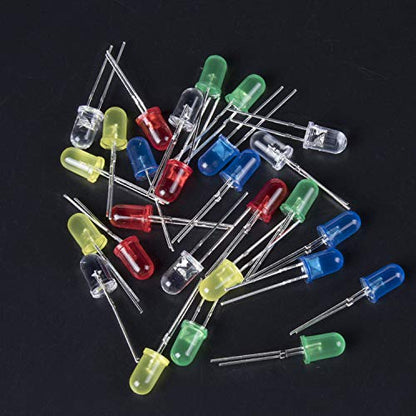 DiCUNO 5000pcs(5 Colors x1000pcs) 5mm LED Light Emitting Diode Assorted Kit