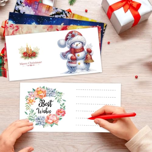DDGYP Diamond Art Kits for Adults, 6Pcs Snowman Christmas Diamond Art Cards with Envelopes - color: Snowman 1