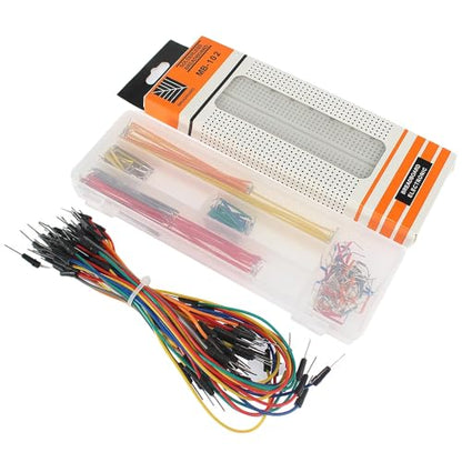 Solderless Breadboard 830 Tie Points - 65 Pcs Flexible Jumper Wires Kit - 140pcs Connecting Line Cables for Arduino Prototyping Circuit DIY Electronic Project - color: 830TieBreadboard-JpWire65pcs-LCable140pcs