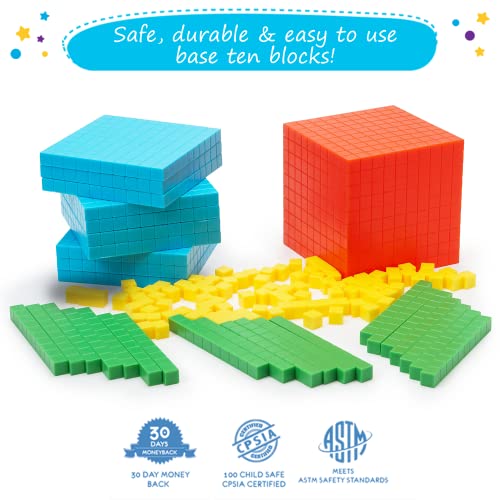 Simply magic 140+1 PCS Colorful Base Ten Blocks & Activities - Math Cubes