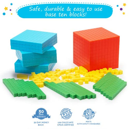 Simply magic 140+1 PCS Colorful Base Ten Blocks & Activities - Math Cubes