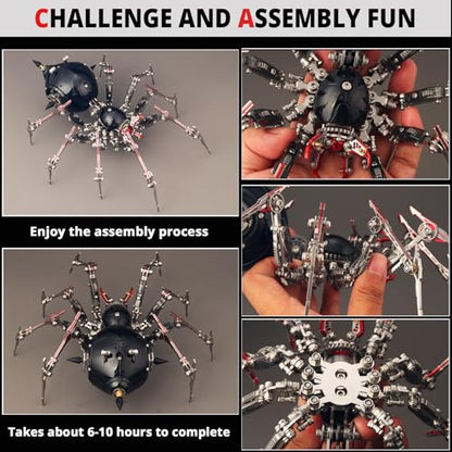 3D Metal Puzzles for Adults,3D Spider Metal Model Kits Metal Building Kit - color: Black and Red