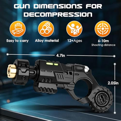 Metal EDC Gun Fidget Toy for Adults, 6 Shells, 20 Soft Dart Heads,Black - color: Black-01