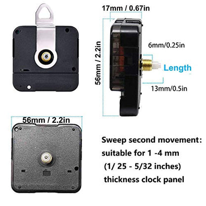 HILLHOME Non-Ticking Hands Quartz DIY Wall Clock Movement Mechanism Battery Operated DIY Repair Parts Replacement with 3 Different Pairs of Hands (1/2 inch Clock Movement) - color: 1/2 Inch Clock Movement