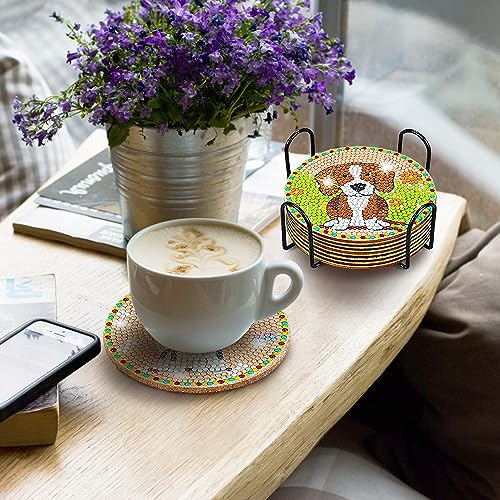 8 pcs Diamond Painting Coasters | Diamond Art Coasters | Cute Dog Diamond Art Painting | Perfect Art Craft Gift for Dog Lover, Dad, Mom, Grandparents, Brother, Sister. - color: Cute Dogs