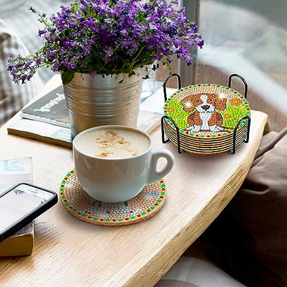 8 pcs Diamond Painting Coasters | Diamond Art Coasters | Cute Dog Diamond Art Painting | Perfect Art Craft Gift for Dog Lover, Dad, Mom, Grandparents, Brother, Sister. - color: Cute Dogs