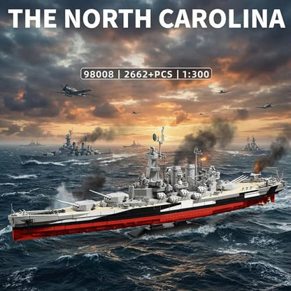 USS North Carolina - Battleship Building Blocks,2662 PCS for Adults 14+ - style: USS North Carolina