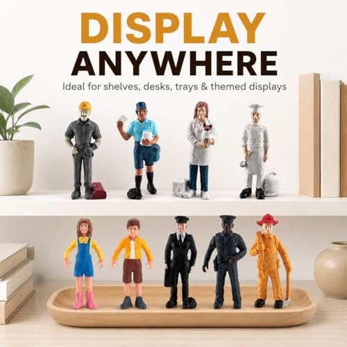 9 Pcs Miniature People Figurines Cake Toppers Realistic Detailed Policeman Pilot Fireman Mailman Chef Figurine Model Hand Painted People Action Figures Cake Topper