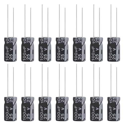 100uF 25V 6x12mm Electrolytic Capacitor 100 UF MFD 25 Volt 0.24x0.47in Aluminum Capacitors (Pack of 15) - style: 100uF 25V 6x12MM