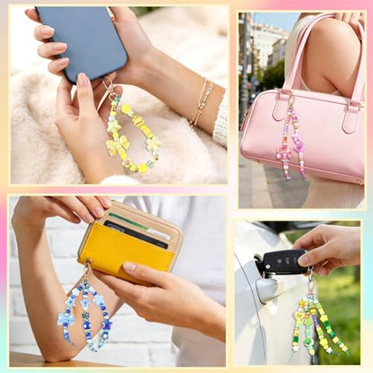 TOHONGADON 883 PCS Bead Keychain Making Kit with Video Tutorials Gift Bags - color: 883 PCS Beads