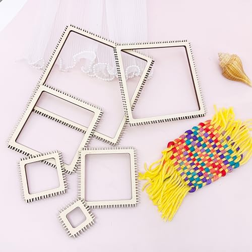 alinacutle 1 Set Weaving Loom Kit Small Weaving Loom for Beginners Wooden DIY with Wooden Stick (Square Weaving Loom Kit) - color: Square Weaving Loom Kit