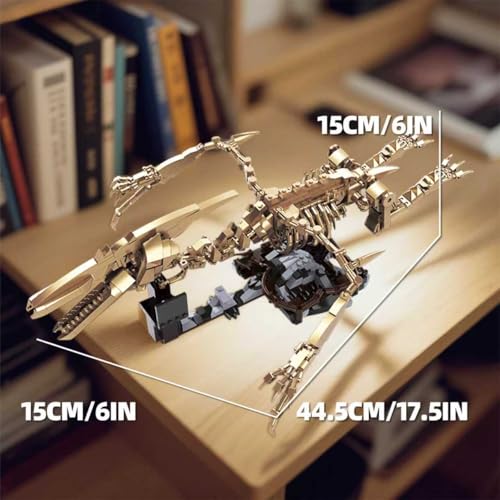 Pterosaur Dinosaur Skeleton Building Blocks Detailed Fossil Model with Adjustable Wings & Joints STEM Learning Construction Toy Educational Gift for Kids Teens and Paleontology Fans - style: Pterosaur Fossil