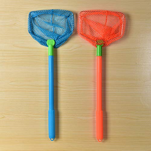 Coopay 2 Pieces Butterflies Kids Fishing Net Catching Bug Floating Bait Beach Nets for Outdoor Playing - color: Blue + Orange