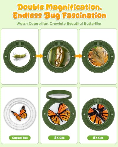 Bug Catcher for Kids,Kids Microscope,3-in-1 Insect Catching Kit for Kid - color: Dark green