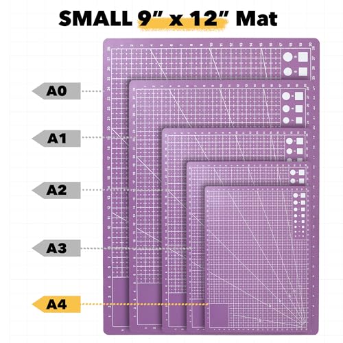 Mandala Crafts Self-Healing Purple Pink 9x12" A4 Cutting Mat Kit for Sewing - color: Purple Combo, size: 9 x 12 Inches Mat Combo