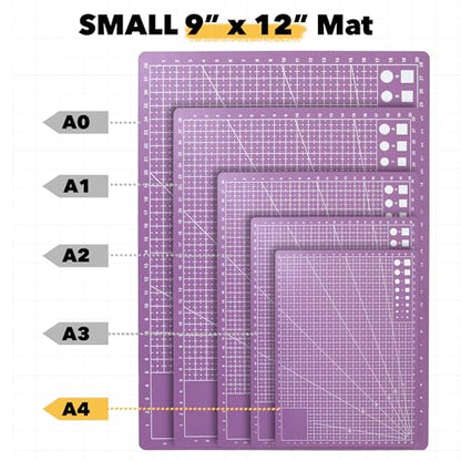 Mandala Crafts Self-Healing Purple Pink 9x12" A4 Cutting Mat Kit for Sewing - color: Purple Combo, size: 9 x 12 Inches Mat Combo