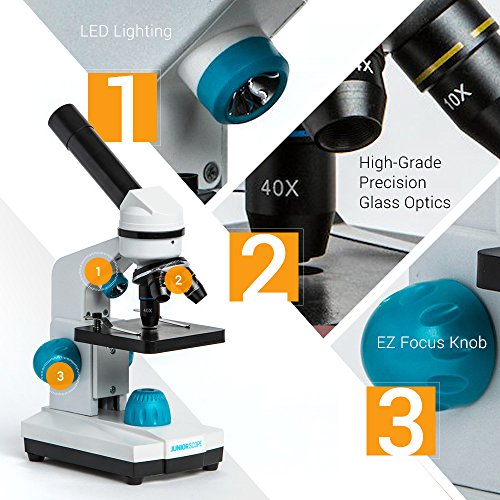 Omano Juniorscope Microscope for Kids – Microscope Kit for Kids 8+ for Science Microscope Experiments – Kids Microscope Kit that Encourage STEM Exploration – Beginner Microscope for Kids 8+