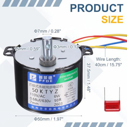 MECCANIXITY Synchronous Gear Motor AC220V 50Hz 100RPM Shaft Rotation CW/CCW