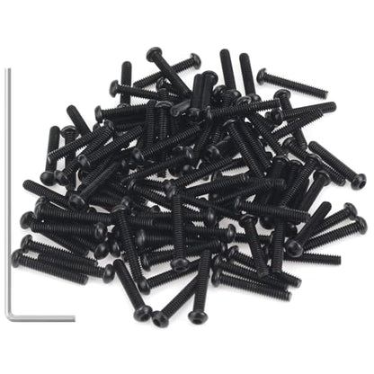 105 Pieces M2 x 12mm Button Head Socket Cap Screws, Thread Pitch 0.4mm, Sutemribor M2 Black Screws, 10.9 Grade Alloy Steel, Black Oxide Finish, Fully Threaded - size: M2 x 12mm, style: Button Head
