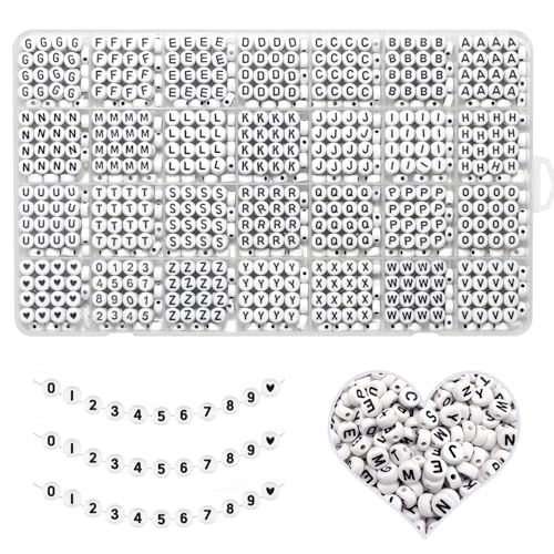 YMSDZHL Alphabet Beads A-Z 1300Pcs Letter Bead for Bracelet Jewelry Making - color: Black