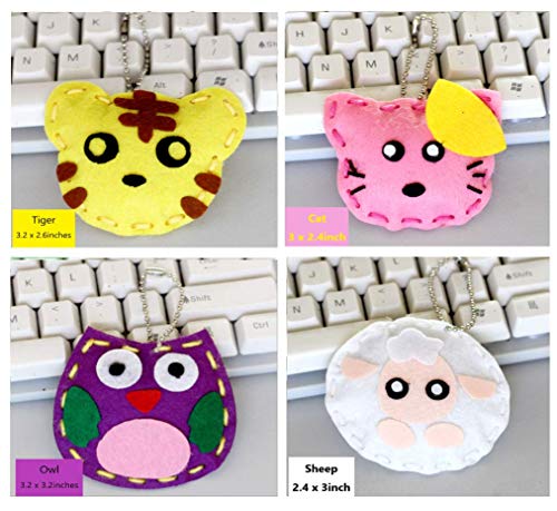 Kids DIY- First Sewing Kit for Kids, Learn to Sew DIY Craft Kits, Lovely Animals Style- Frog, Owl, Fox, Cat, Rabbit, Dog, Duck, Elk, Sheep, Sloth, Panda and Tiger, Ages 12+(12PCS) - color: Yellow