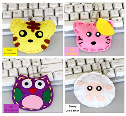 Kids DIY- First Sewing Kit for Kids, Learn to Sew DIY Craft Kits, Lovely Animals Style- Frog, Owl, Fox, Cat, Rabbit, Dog, Duck, Elk, Sheep, Sloth, Panda and Tiger, Ages 12+(12PCS) - color: Yellow