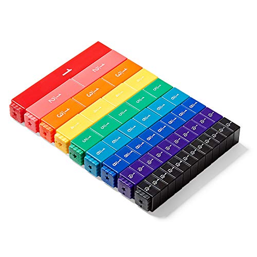 hand2mind Rainbow Fraction Tower Equivalency Cubes, Decimal Fraction Equivalency, Math Blocks, Montessori Math Rods, Fraction Manipulatives, Classroom Manipulatives for Elementary School (51 Pieces) - style: Set of 51