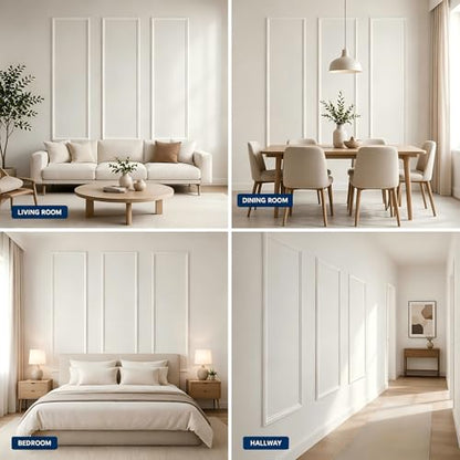 3 Set Peel and Stick Wall Molding Kit,Pre Cut Wainscoting Panels,24x72in - color: 24x72in