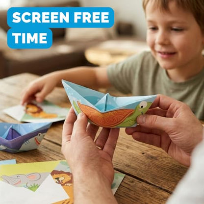 WOYS Floating Origami Boats | Insects Set | Waterproof Reusable Paper | Screen-Free DIY Arts & Crafts Activity & Gift | 5 Sheets | Bath, Pool & Indoor Play - color: INSECTS