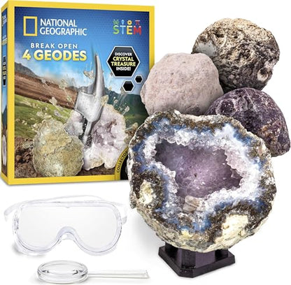 National Geographic Break Open 4 Geodes Earth Science Kit for Kids - style: 4 Geodes Kit