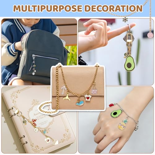 Grnheat 700 Pcs Charms Lip Gloss Keychain Making Kit - DIY Craft with Charms - Key Chain Hooks, Jump Rings, Lobster Clasps, Chains & Tools, Bag Charm Kit - Keychains Make Supplies - color: Light pink
