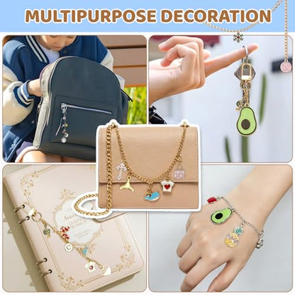 Grnheat 700 Pcs Charms Lip Gloss Keychain Making Kit - DIY Craft with Charms - Key Chain Hooks, Jump Rings, Lobster Clasps, Chains & Tools, Bag Charm Kit - Keychains Make Supplies - color: Light pink