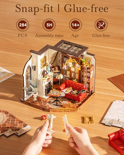 Rolife Living Room DIY Miniature Dollhouse Kit Gift for Adults - color: Catherine's Living Room