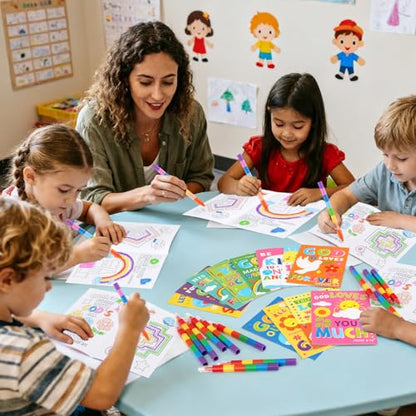 BenLouis 24 Pcs Bible Verses Mini Coloring Books for Kids Party Favors - style: Bible