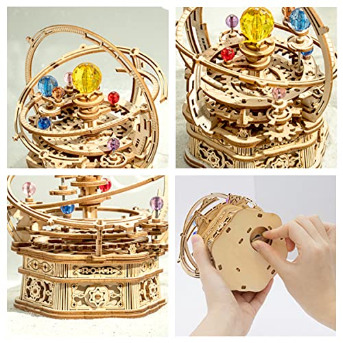 ROKR 3D Puzzles for Adults Orrery Music Box Wooden Model Building Set, DIY Wood Craft Kit Solar System Kit STEM Toys Gifts for Man/Woman