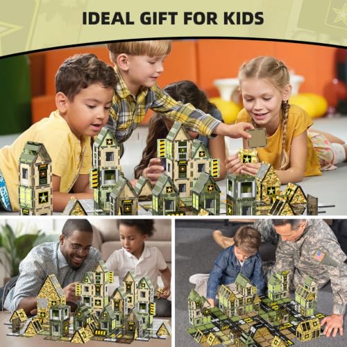 GobiDex 100PCS Magnetic Tiles Building Set, STEM Army Toys for Boys 3+ - color: 100pcs Army