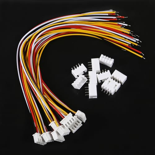 ACEIRMC 10Pairs JST-XH Connector Kit, XH 2.54mm 4 Pin Header Male and Female Connectors Plug Adapter with Flat Wire Cable 200mm 26AWG Compatible with JST XH (4P) - color: 4P