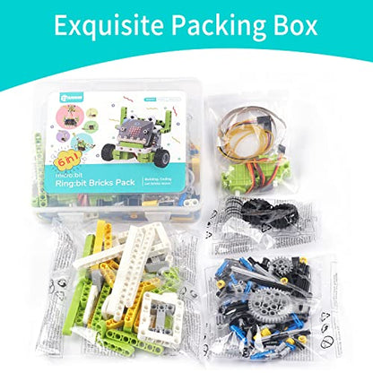 ELECFREAKS microbit Ring:bit 6-in-1 Starter Kit, Programmable Makecode Coding Learning Kit with 200+ Building Blocks(Without Micro:bit) - size: Small