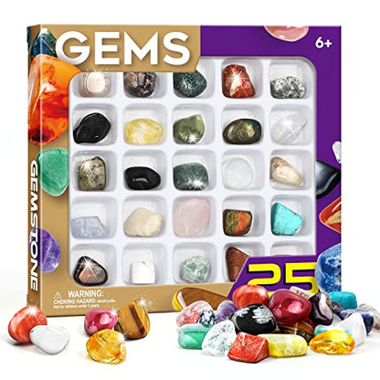 Rock Collections for Kids 6+, 25 Gem Stones Rocks Crystals - color: 25 Rocks