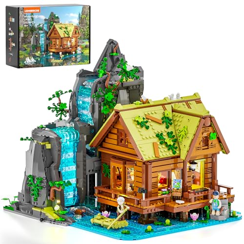 Lumibricks Waterfall-Cabin Lighting Building Set, 2539 Pcs Landscape Set