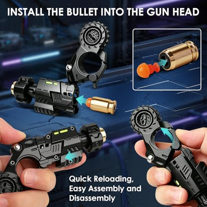 Metal EDC Gun Fidget Toy for Adults, 6 Shells, 20 Soft Dart Heads,Black - color: Black-01