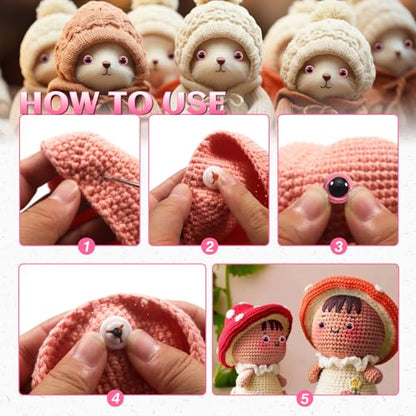 TOAOB 60pcs 12mm Pink Safety Eyes for Crocheting Craft Stuffed Animals Eye - color: Pink